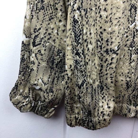 Vince Camuto Tan Black Snakeskin Zip Bomber - M - Picture 5 of 10